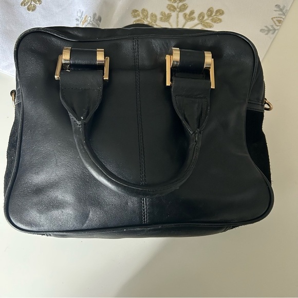  genuine leather satchel bag black